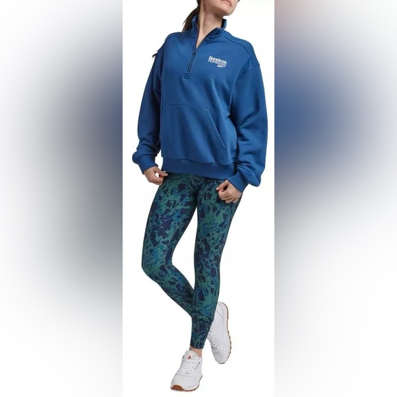 REEBOK Women’s Identity Brand Proud 1/4 Zip Uniform Blue Sweatshirt Size XL NWT - Picture 1 of 7